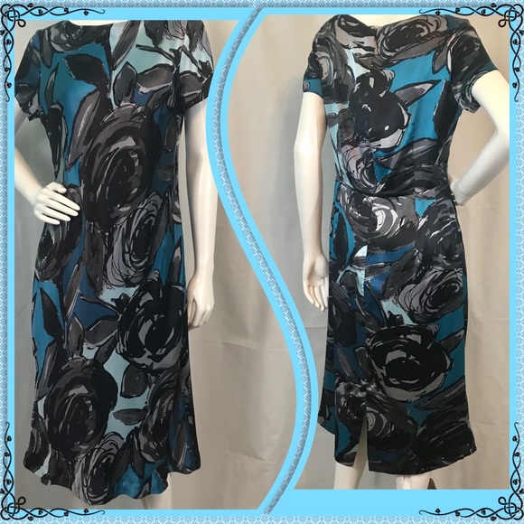 Pendleton Brilliant blue gray black 100% silk - Picture 1 of 8